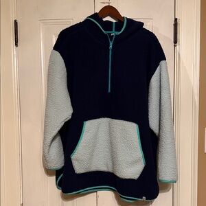 Lands' End Women's Hooded Half-Zip Cozy Sherpa Fleece Pullover